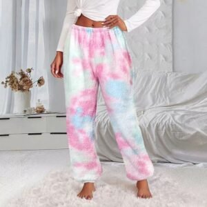 Women's New Tie-dyed Double-sided Fleece Home Trousers