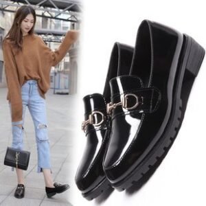 British Style Leather Platform Casual Shoes for Women – Comfortable Vintage Lace-up