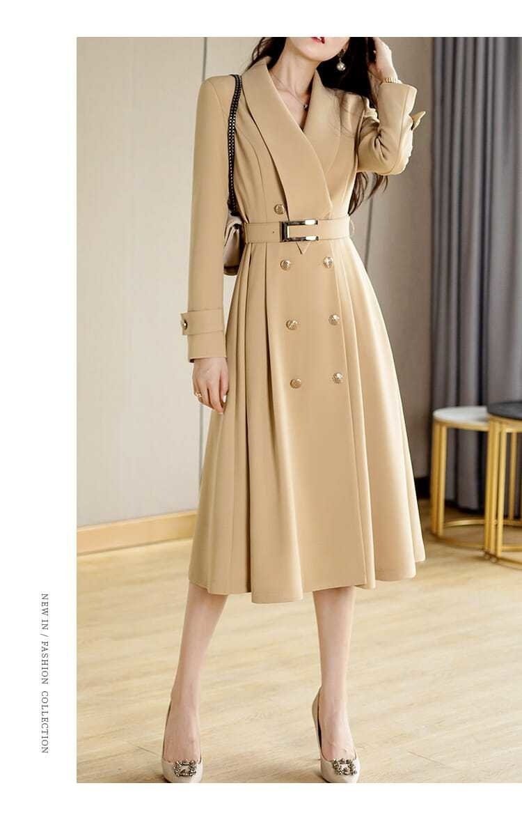 Spring And Autumn Elegant Khaki Women's Mid-length Fashionable High-grade Coat - Image 8