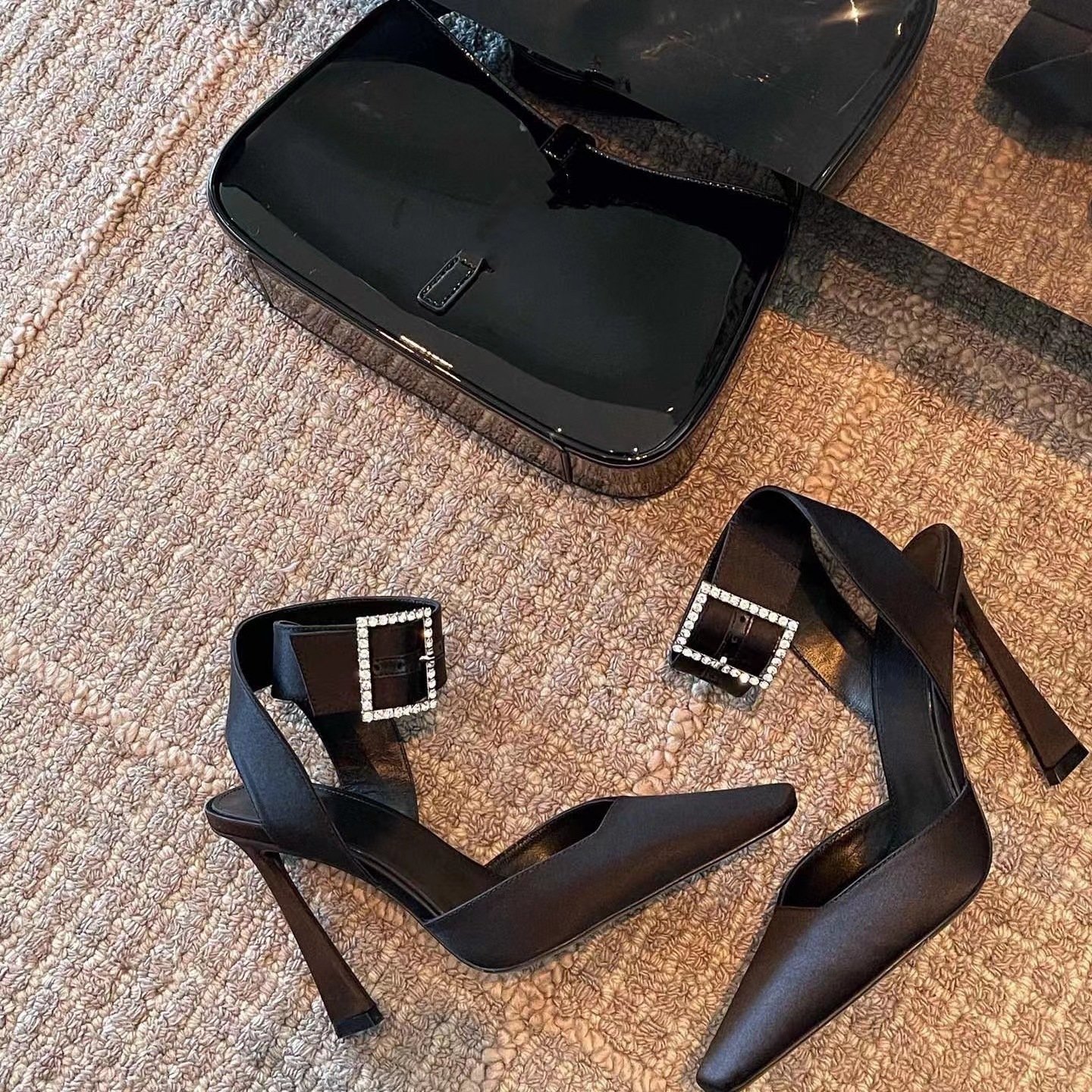 Solid Color Black Women's High Heels - Image 3