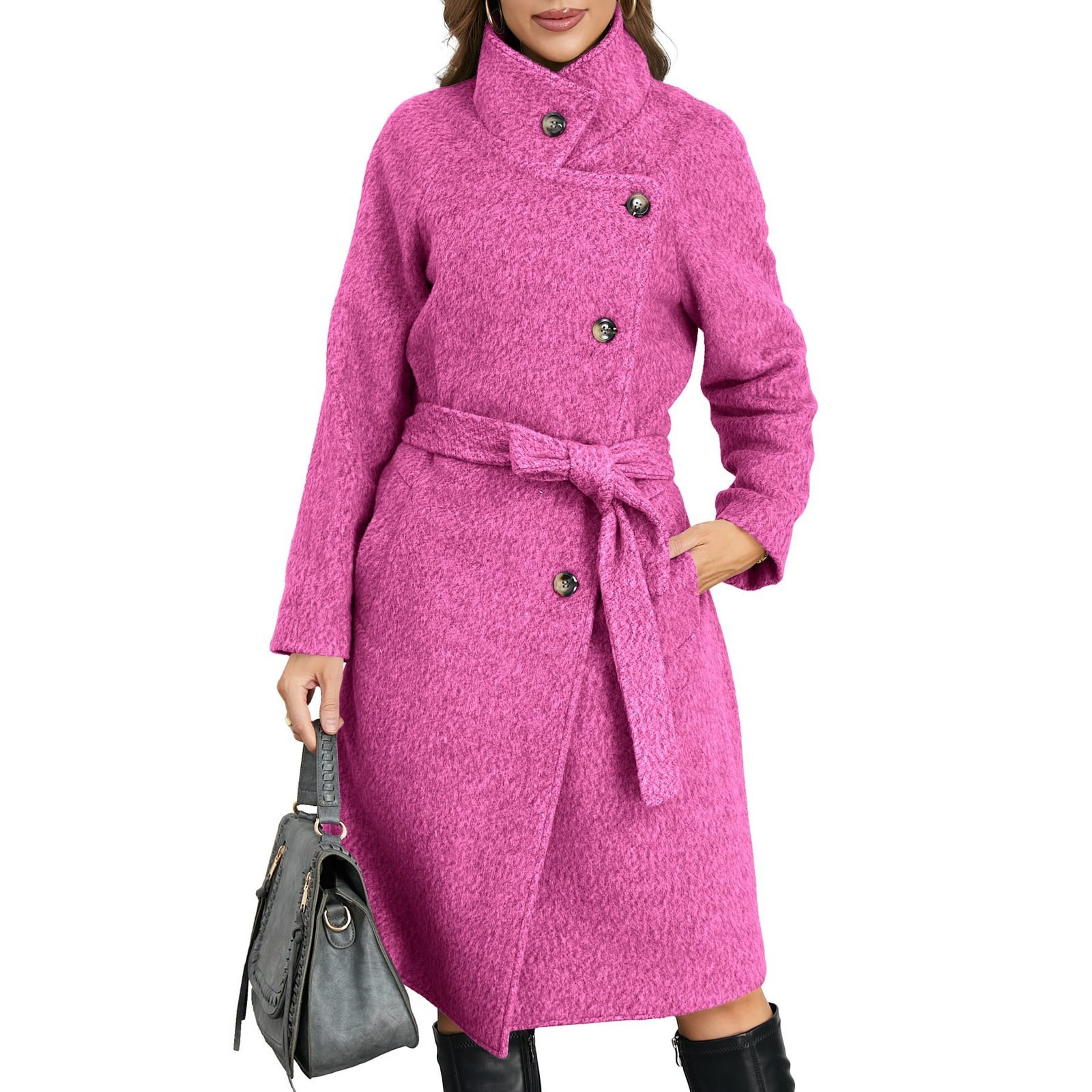 Solid Color Woolen Coat Warm Thickened - Image 2