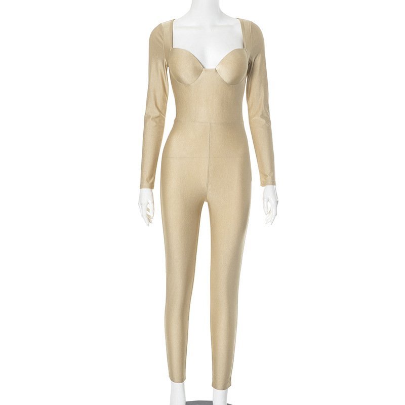 Tube Top Tight Silky Long Sleeve Hip-lifting Jumpsuit - Image 6