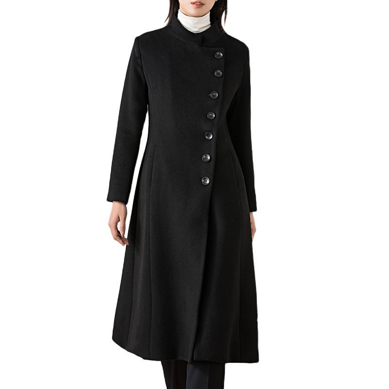 Woolen Coat Women's Long Stand-up Collar Professional Commute Cashmere Coat - Image 2