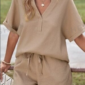 Women's Solid Color Loose Fit Casual 2-Piece Set Conjunto Short Summer Sets