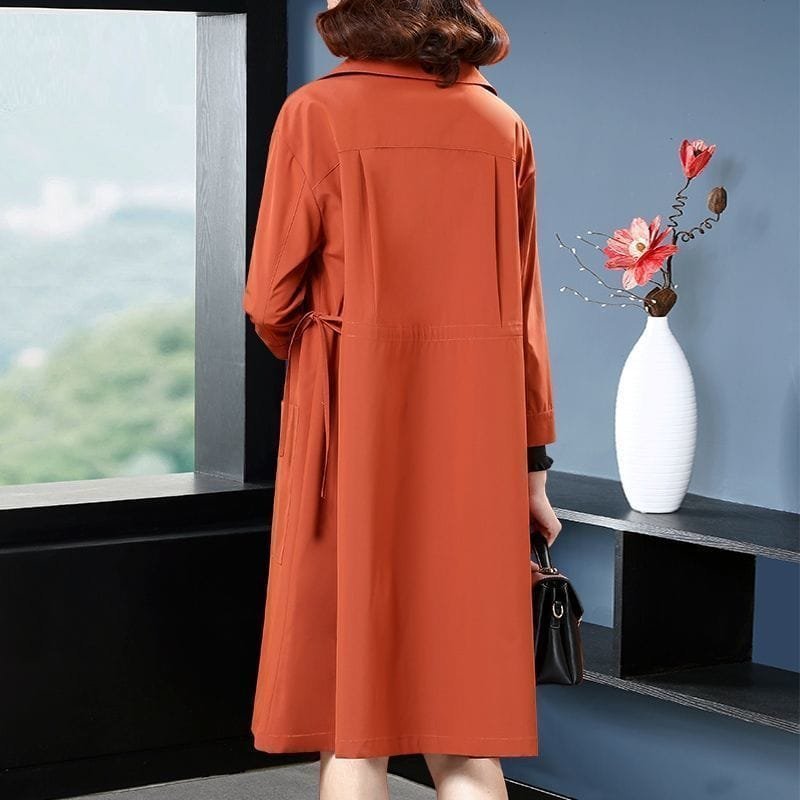 Temperament Western Style Mid-length Below The Knee Plus Size Loose Trench Coat Women - Image 2