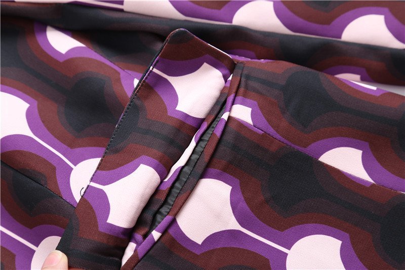 Lapel Long Sleeve Printed One Button Blazer Pants Suit Women - Image 2