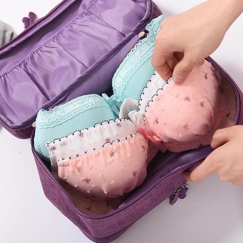 Travel Makeup Bags Women Multi-function 3-shelf Underwear Storage Bag - Image 5