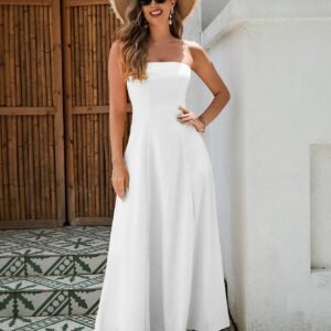 Women's Strapless Linen Maxi Dress - Breathable Fabric With Shirred Back, Flattering A-Line Cut In Classic Black, White, And Yellow