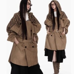 Women’s Hooded Patchwork Windbreaker Jacket – Casual Lightweight Coat