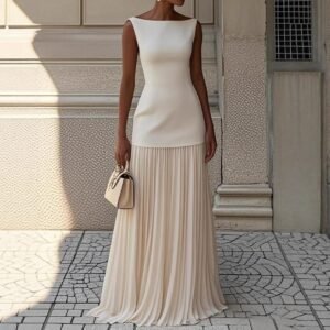 Sleeveless Slim Knit Dress for Women – Solid Color Bodycon Vest Style