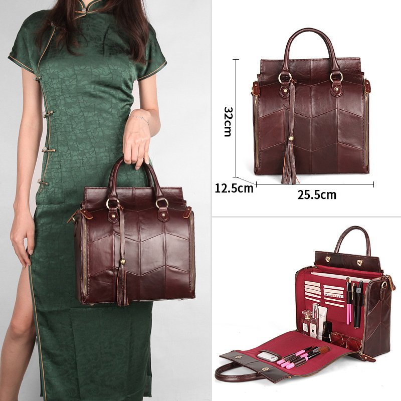 Women’s Large Capacity Genuine Leather Multifunctional Portable Shoulder Bag - Image 8