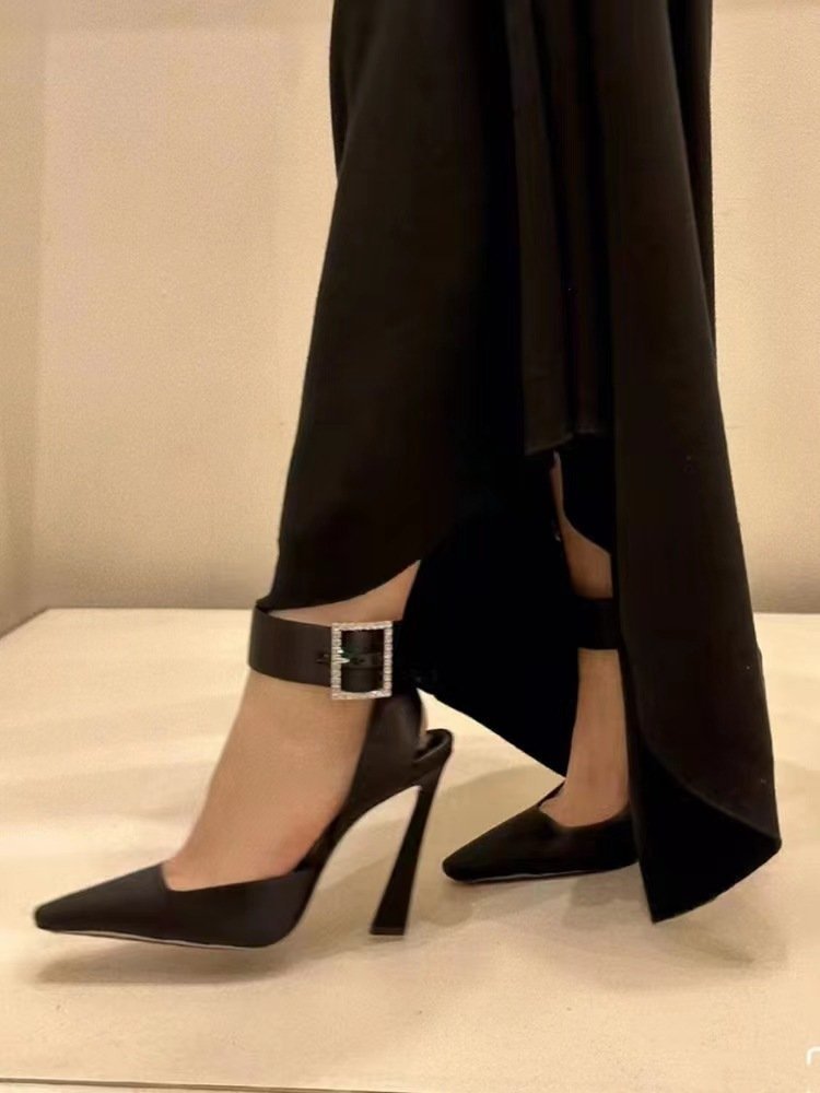 Solid Color Black Women's High Heels - Image 4