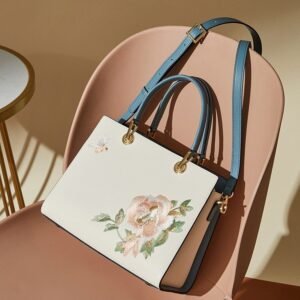 Women’s Embroidered Cowhide Bag – Portable Leather Handbag