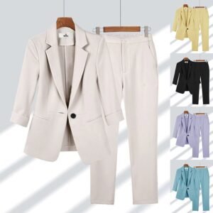 Women’s Blazer Pants Suit Set – 2pcs Casual Office Business Outfit