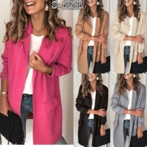 Women's Solid Color Long Sleeve Fake Pocket Casual Blazer