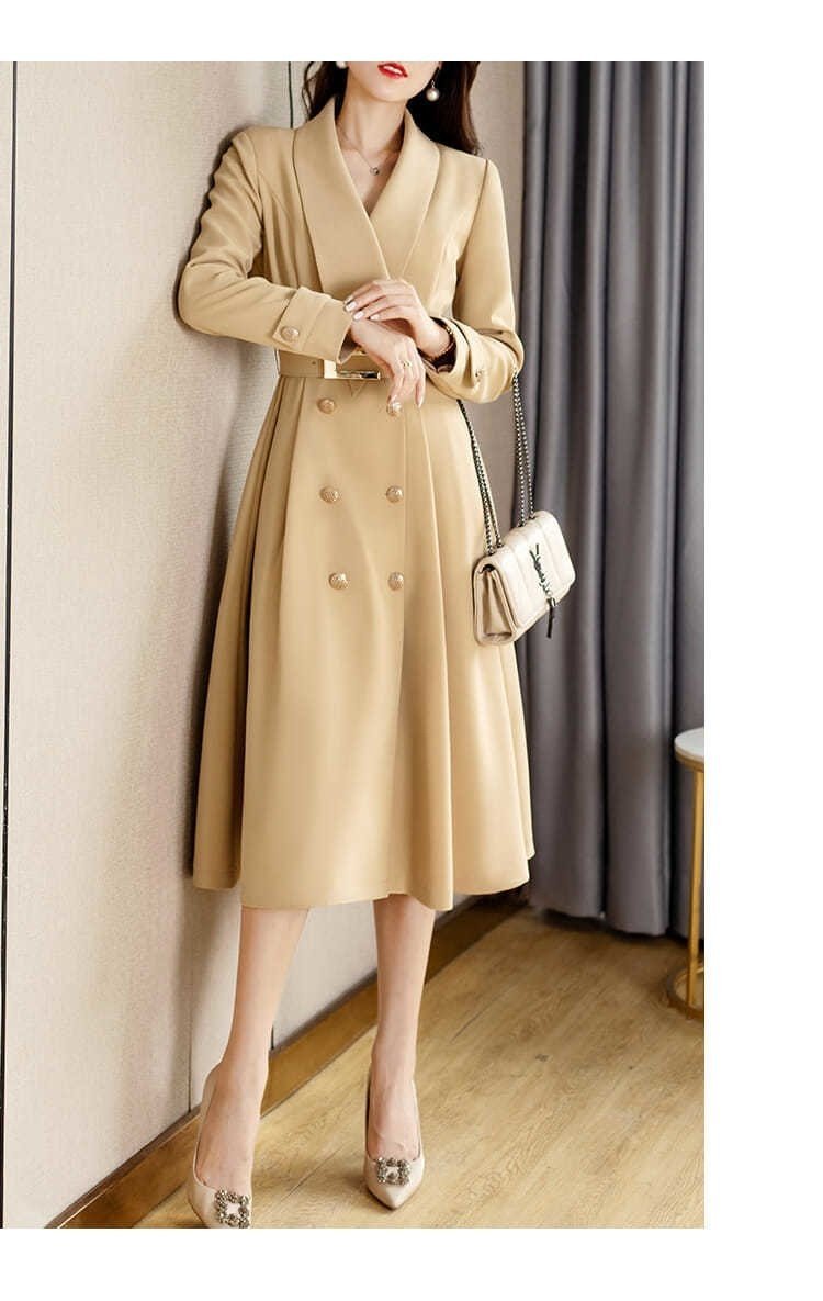 Spring And Autumn Elegant Khaki Women's Mid-length Fashionable High-grade Coat - Image 5