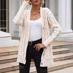 single breasted knitted cardigan