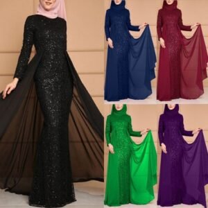 Women’s Sequin Slim-fit Long Sleeve Dress – Elegant Party