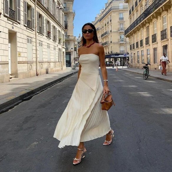 Tube Top Pleated Skirt Dress for Women - Image 10