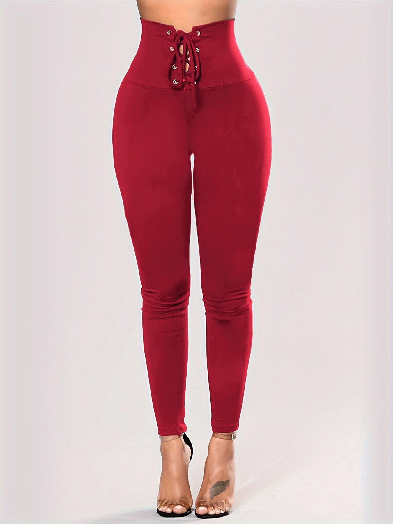 High Waist Lace-up Belly Contracting And Close-fitting Leggings - Image 9