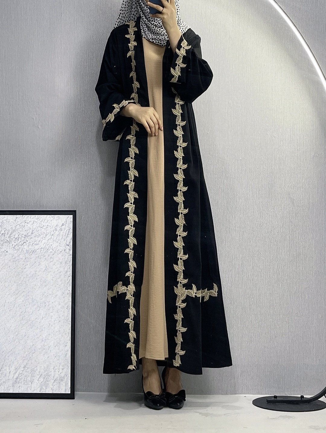Women's Long Dress Dubai Embroidered Lace Cardigan Robe - Image 2