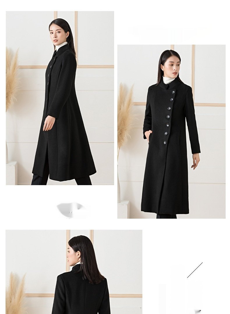 Woolen Coat Women's Long Stand-up Collar Professional Commute Cashmere Coat - Image 7