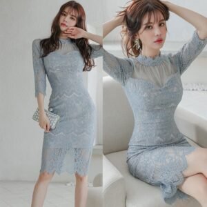 Lace See-through Socialite Women's Clothes Elegant Voile Slim Fit