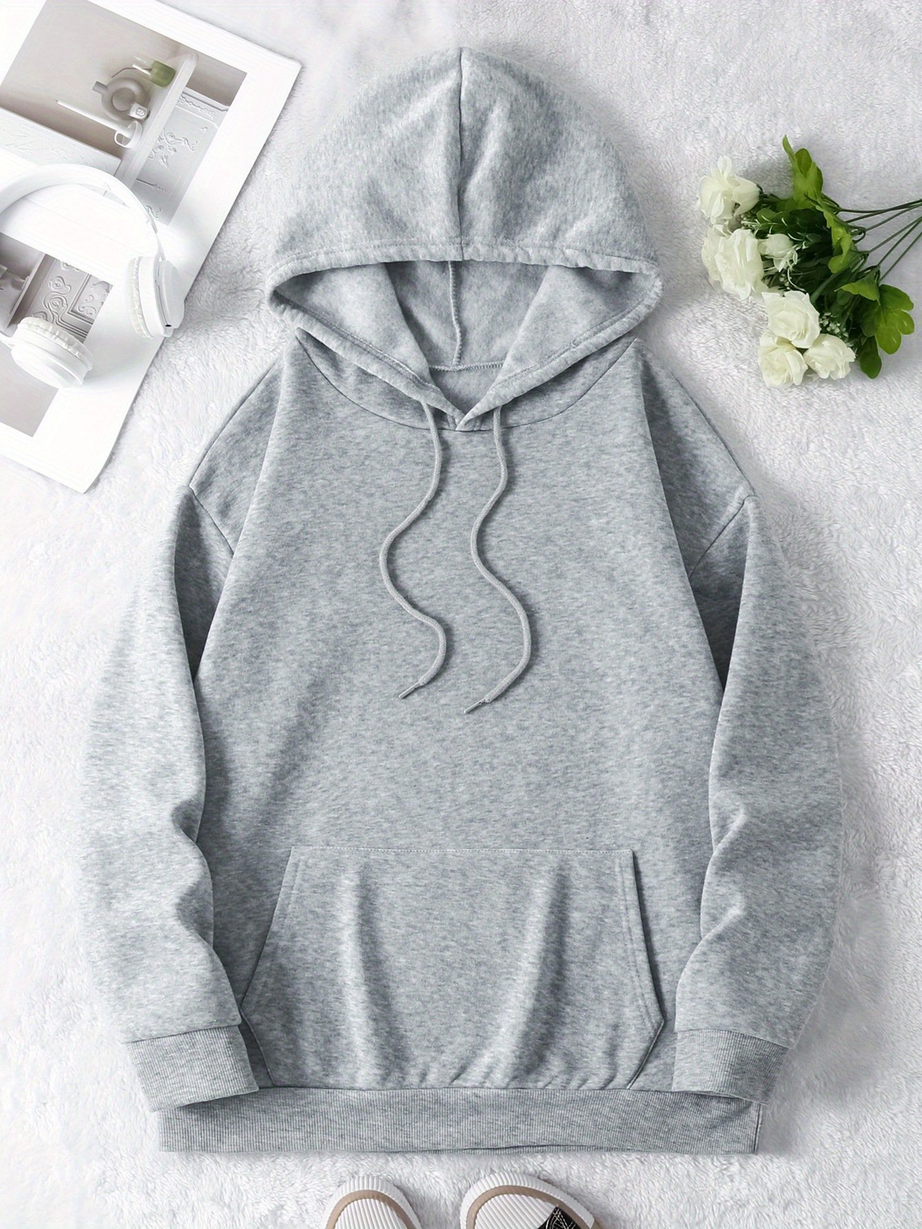 Casual Knit Polyester Hoodie For Women With Insp - Image 4