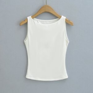 Women's Off-neck Double-layer Sleeveless Vest Solid Color