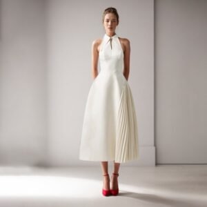 Fashion Women Pleated Patchwork Long Dress