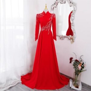 Elegant Long Sleeve Formal Evening Party Dress – Women’s Luxury Gown