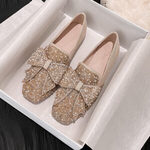 Women's Korean-style Bow Pearl Flat Shoes