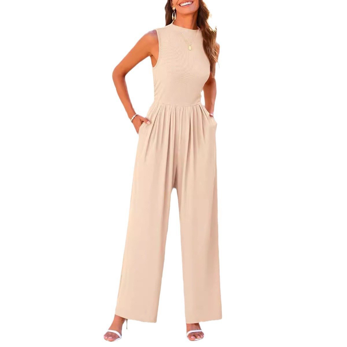 Summer Casual Jumpsuit Sleeveless Wide Leg Women - Image 5