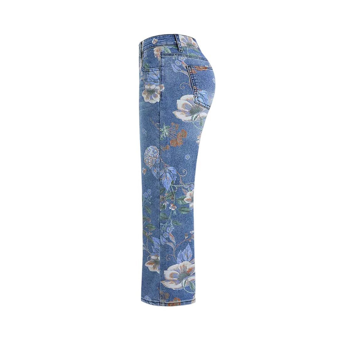 Women's Printed Denim Wide-Leg Pants – Spring & Autumn Style - Image 6
