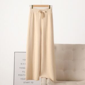 New High Waist Outer Wear Thick Wool Knitted Trousers Drape