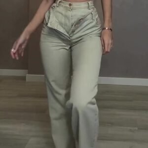 High-Waist Double-Waistband Jeans for Women – Edgy Layered Denim Style