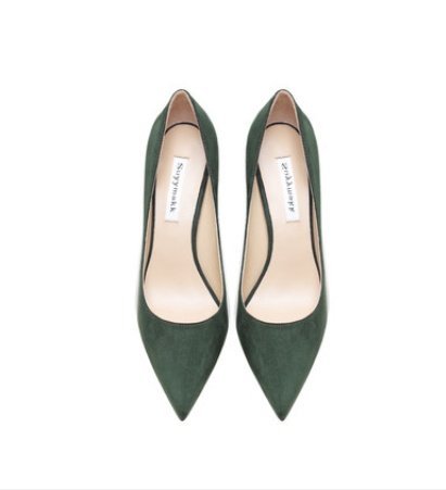 Women's Leather Dark Green Suede High Heels - Image 9