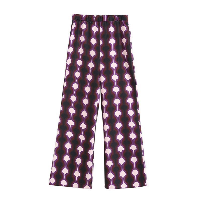 Lapel Long Sleeve Printed One Button Blazer Pants Suit Women - Image 5