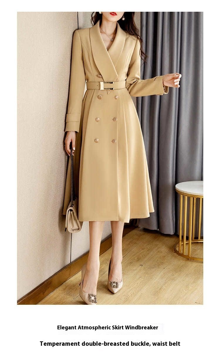Spring And Autumn Elegant Khaki Women's Mid-length Fashionable High-grade Coat - Image 9
