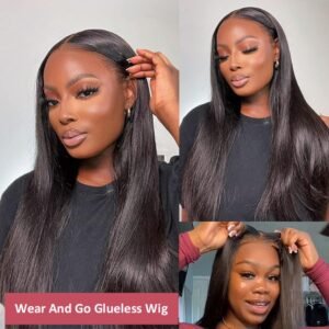 Glueless Human Hair Straight Wig – Natural Look Heat-Resistant Wig for Women