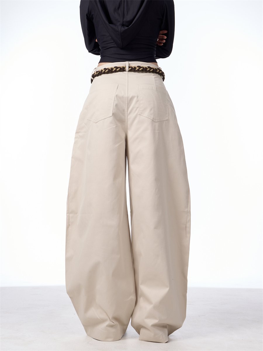 Retro Matchet Pants Casual Pants For Women With Belt - Image 6