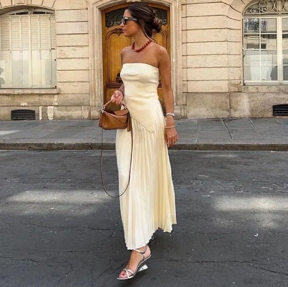 Tube Top Pleated Skirt Dress for Women - Image 3