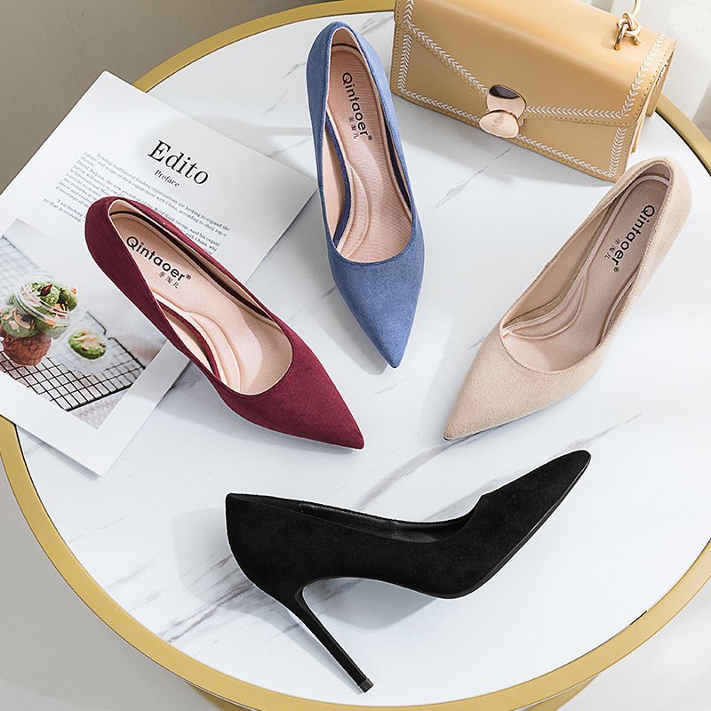 New Single Layer Shoes Women's Fashion Pointed Stiletto Heels Temperament Pure Color Business Ol Women's Shoes - Image 8