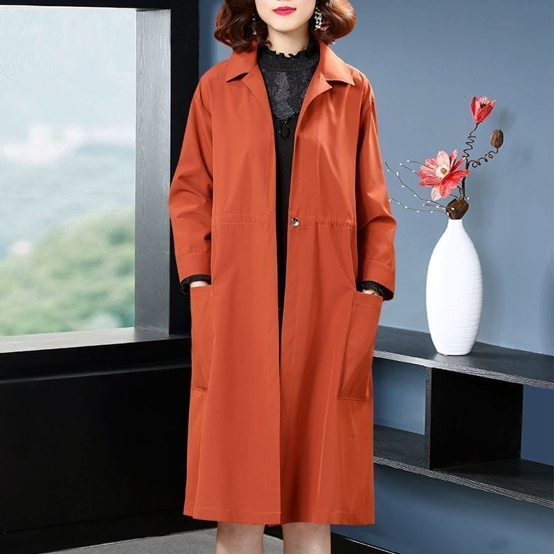 Temperament Western Style Mid-length Below The Knee Plus Size Loose Trench Coat Women - Image 4