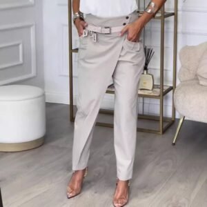 Autumn Leisure Solid Color Irregular All-match Slim-fit Pants Women
