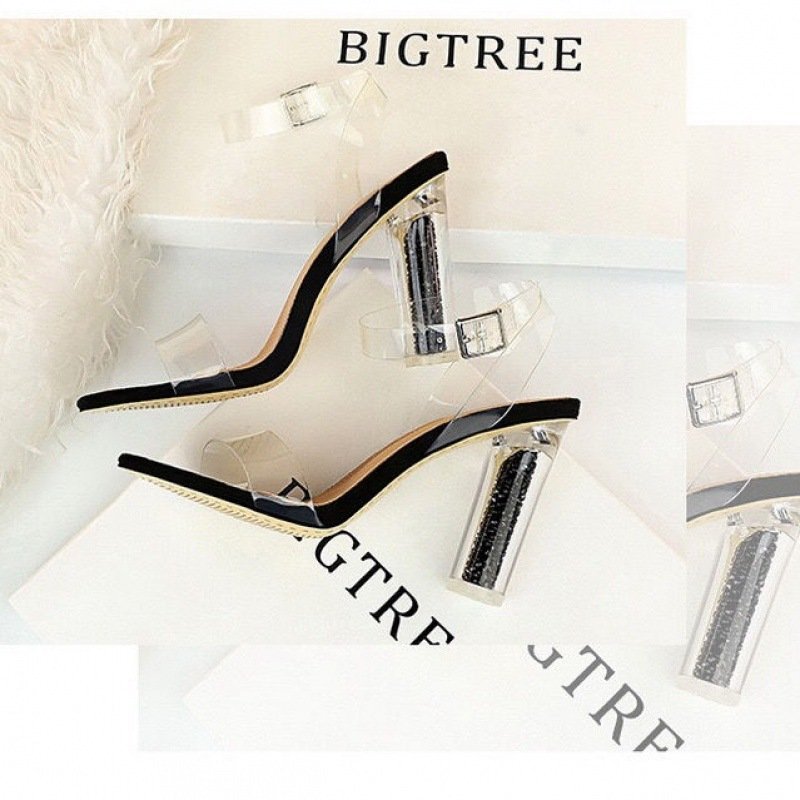 Sexy Nightclub High Heels Crystal Heel Transparent One-piece Sandals - Image 2