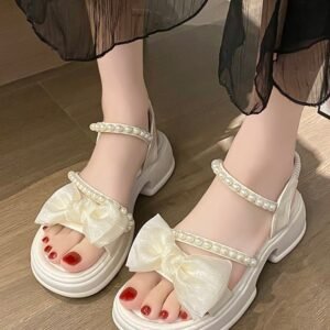 Women’s Mid Heel Bowknot Shoes – Elegant Casual Party Sandals