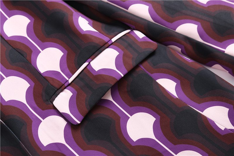 Lapel Long Sleeve Printed One Button Blazer Pants Suit Women - Image 6