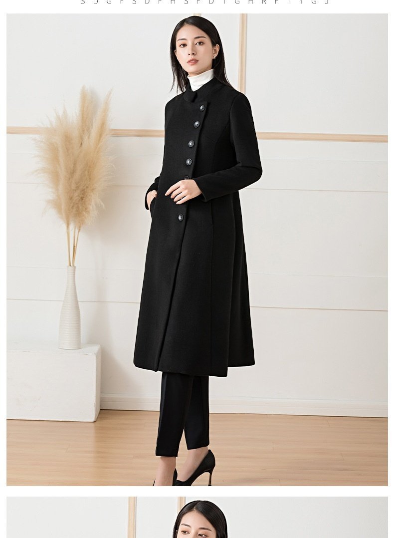 Woolen Coat Women's Long Stand-up Collar Professional Commute Cashmere Coat - Image 6