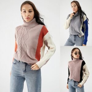 Twisted Stitching OL Commuter Turtle Neck Female Sweater